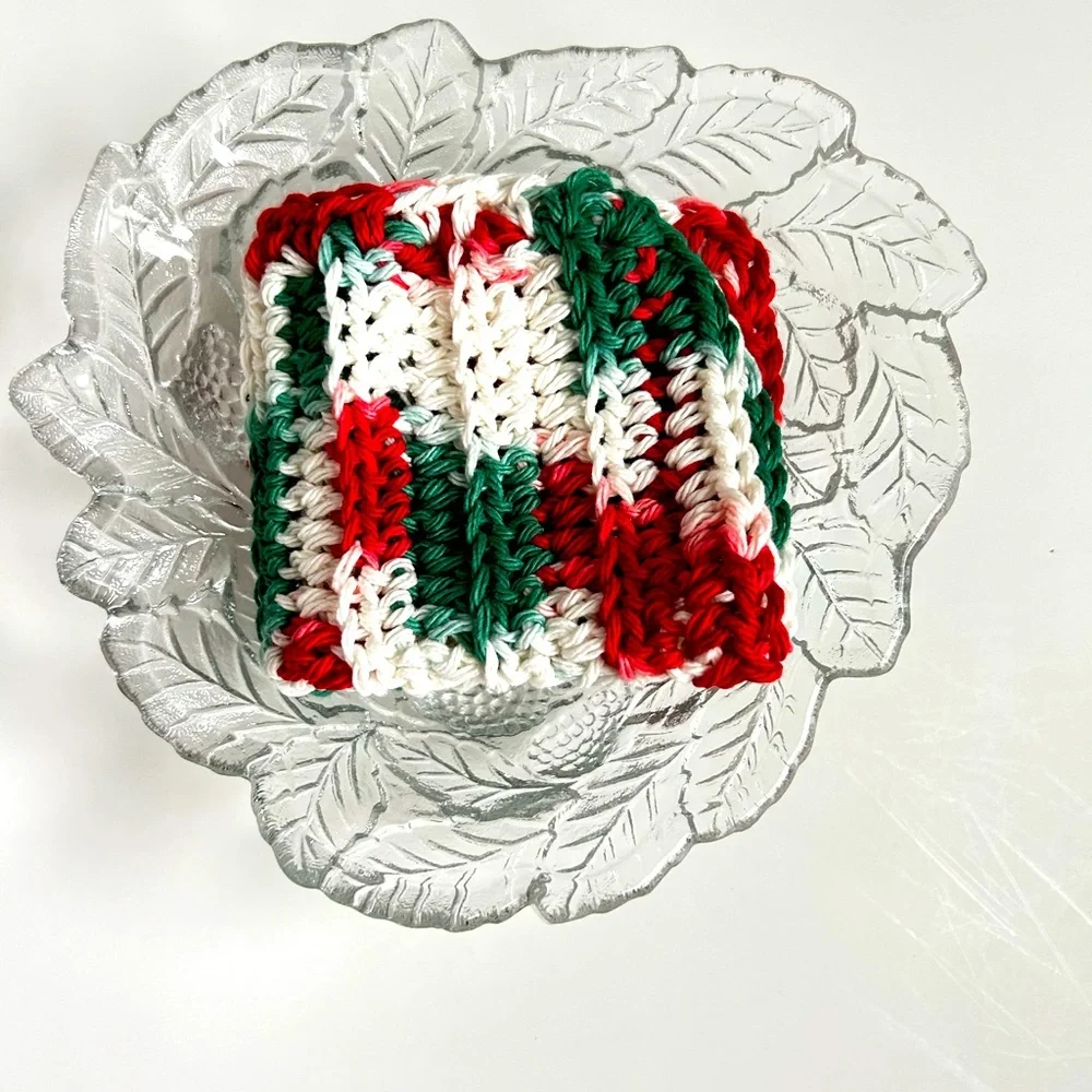 HAND CRAFTED Christmas Crocheted 100% Cotton All Purpose Dish or Wash Cloth